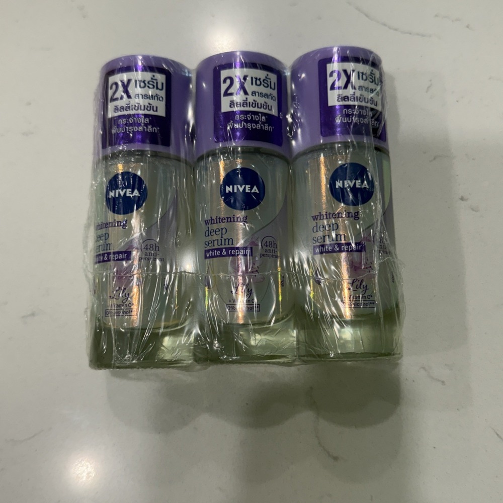 2X NIVEA WHITEN DEEP SERUM BRIGHT SMOOTH FIRM REPAIR DEODORANT ROLL ON Lot Of 3